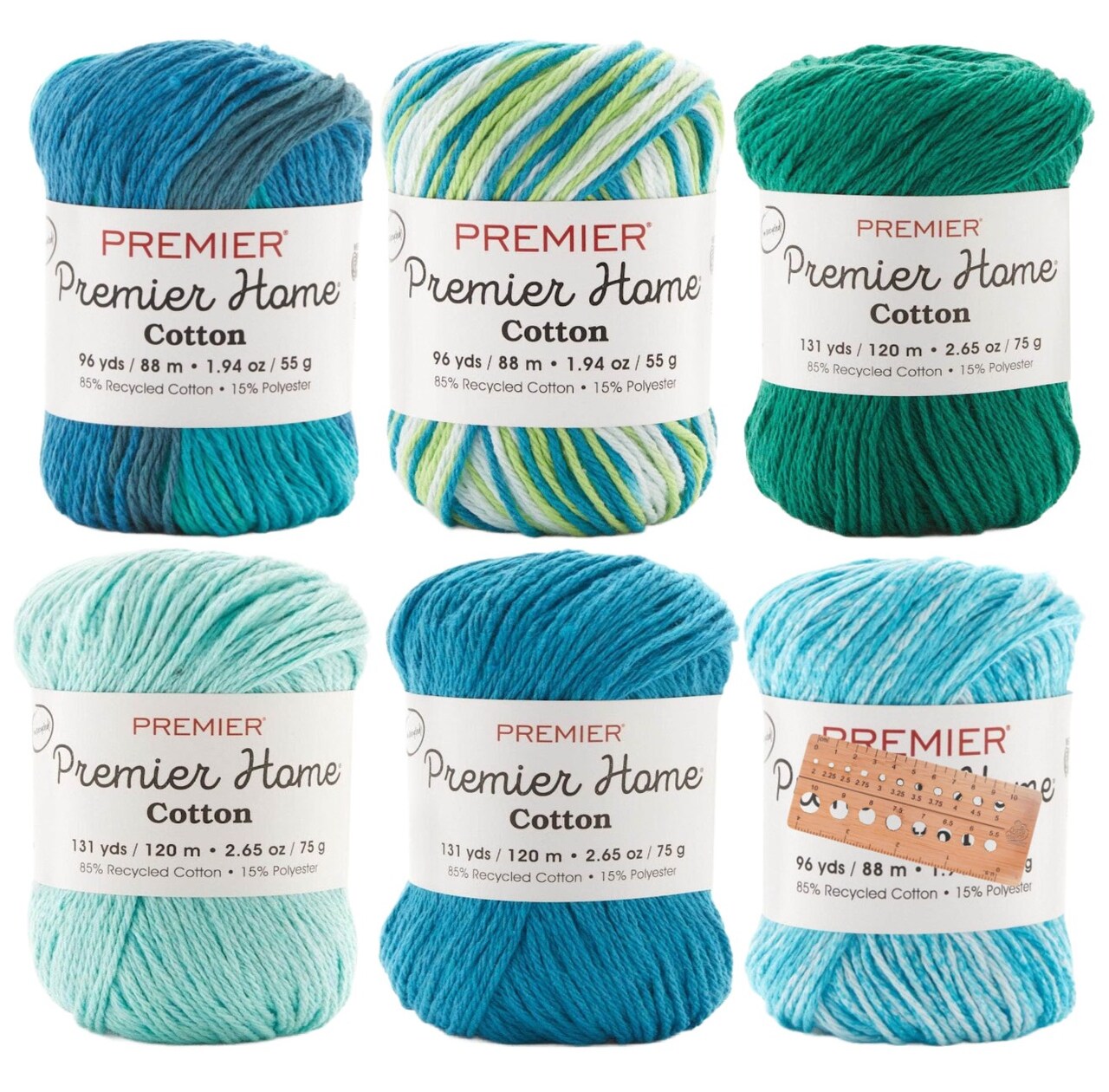 Premier Yarns - Home Cotton - 6 Skein Assortment - Blue Currents